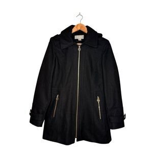 Michael Kors Women’s Coat Jacket Size 8 Wool Blend Black Full Zip Hooded